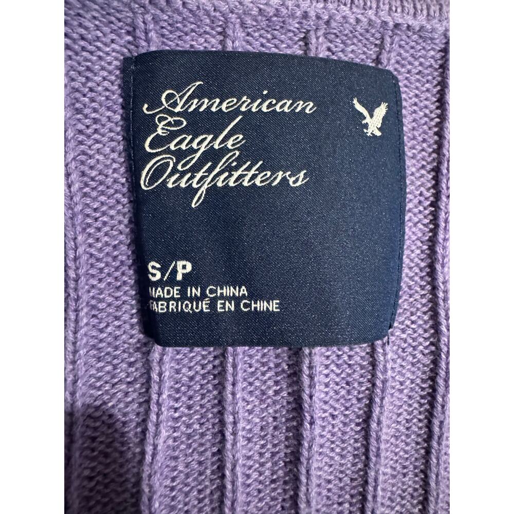 2000s American Eagle Lilac Cable Knit Scoop Neck Sweater Small - Picture 6 of 9